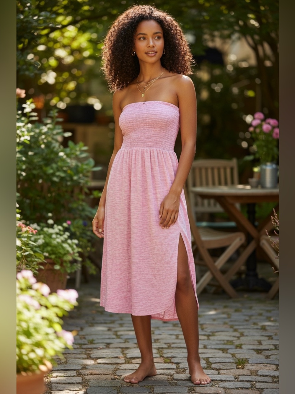 BECCA Pink Strapless Swimsuit Cover Up